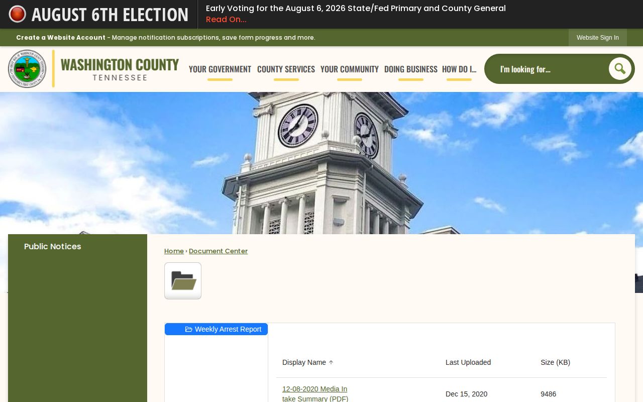 Washington County weekly arrest report folder checked during a 72-hour release review